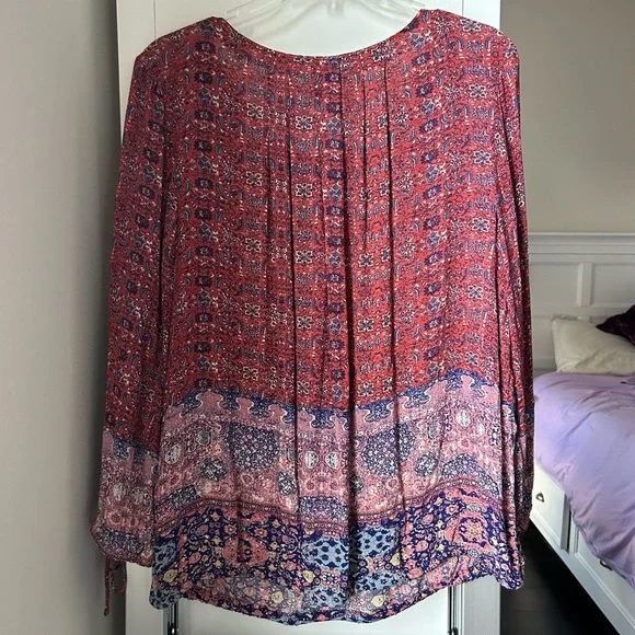 Boho Tapestry Print Peasant Blouse - Picture 7 of 11